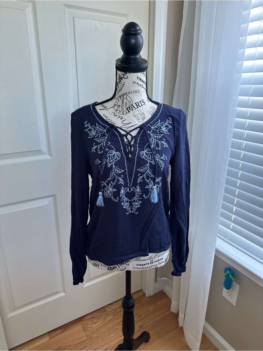 NWT Aeropostale Blue Long Sleeve Peasant Shirt